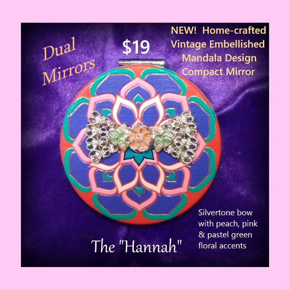 Embellished Jeweled Compact Makeup Mirror (cross-posted listing) - Picture 8 of 16